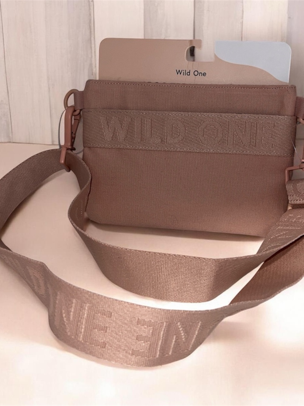 Wild One Dusty Rose Crossbody Dog Treat Pouch  with Branded Strap